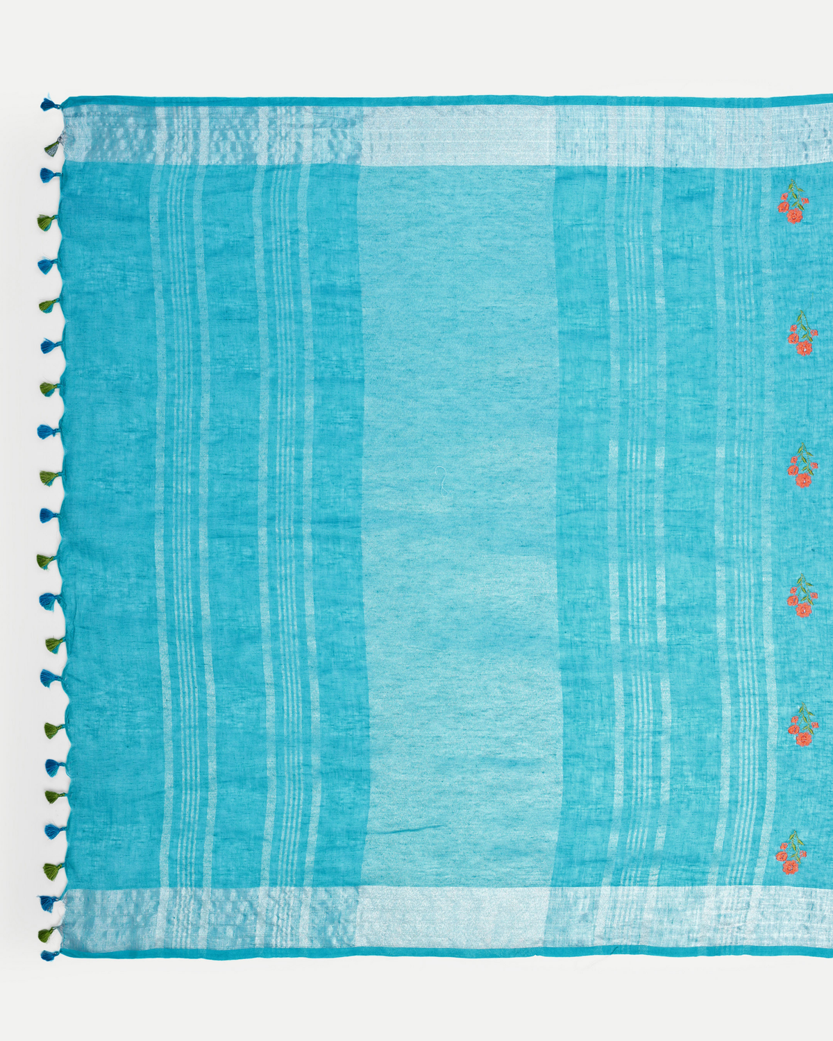 TURQUOISE BLUE LINEN SAREE
