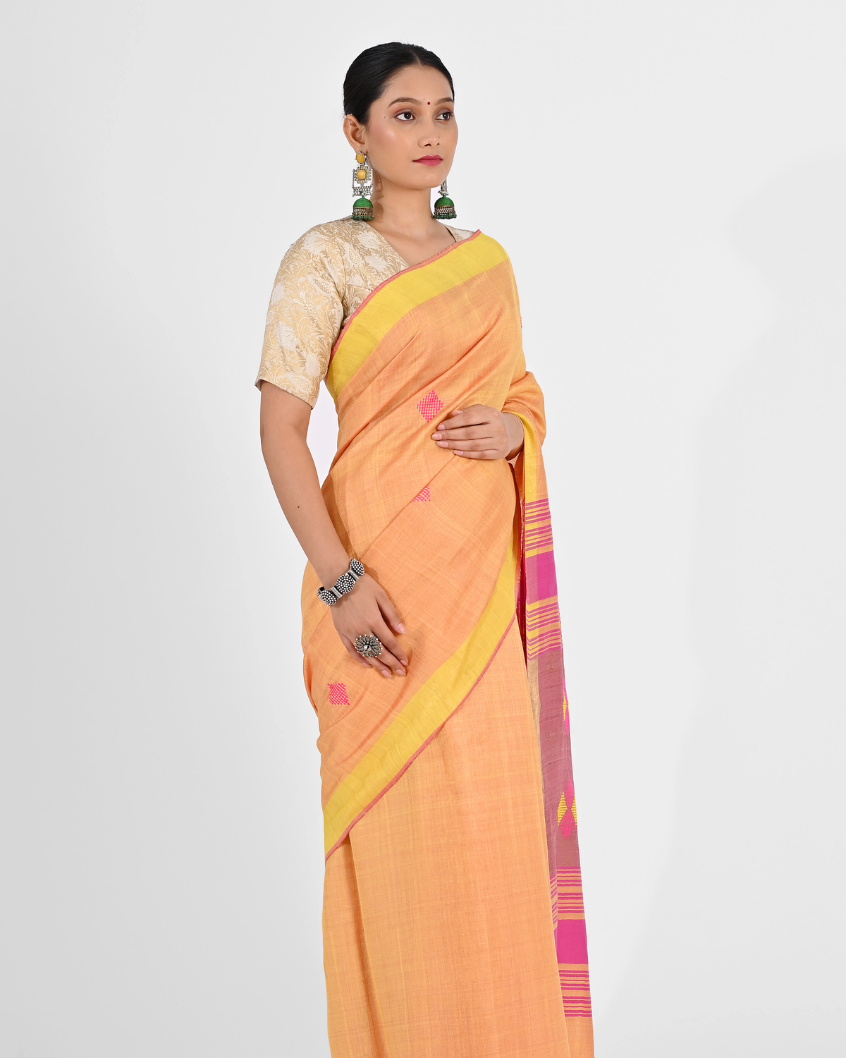 PEACH PINK ERI SILK SAREE