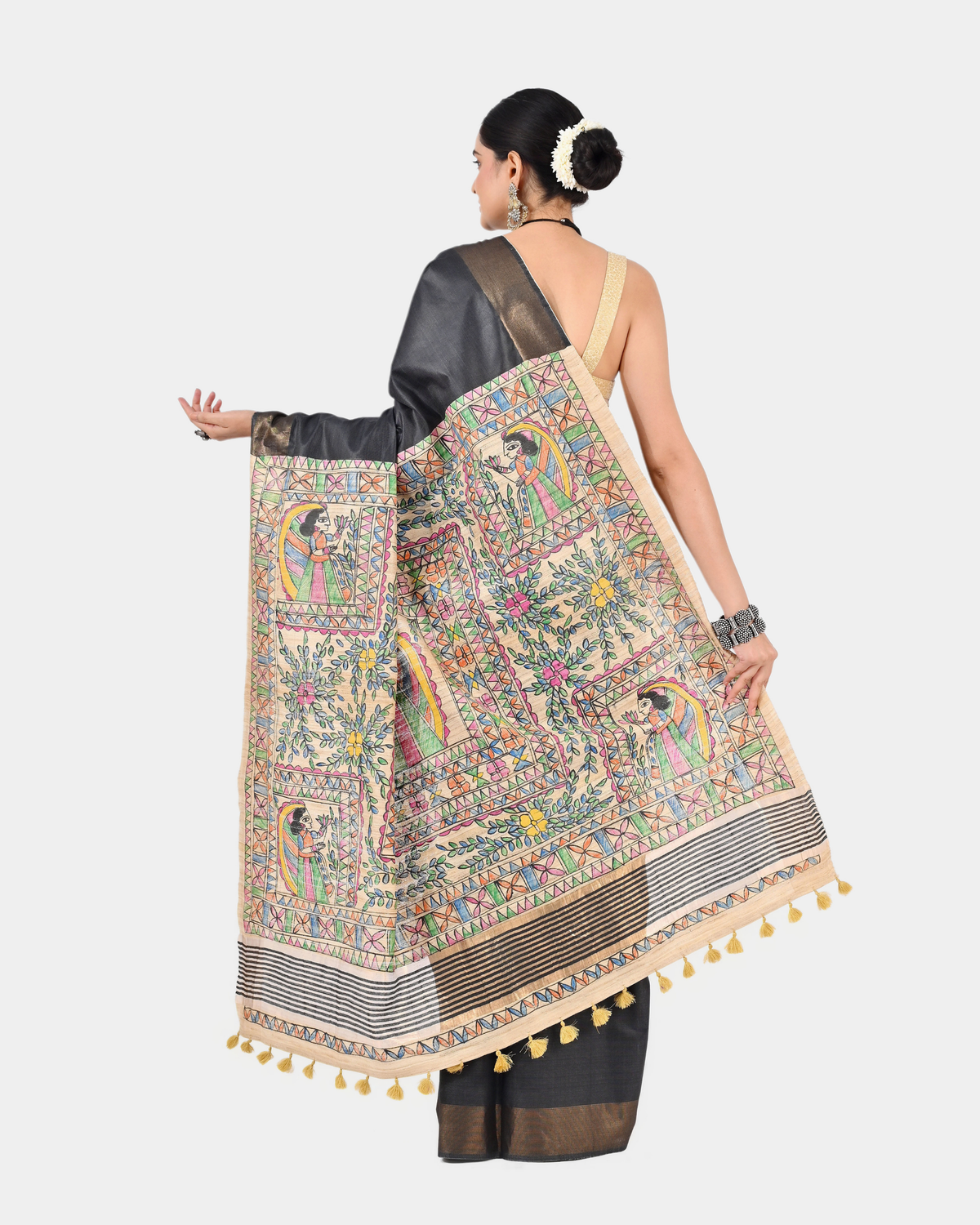 CHARCOAL GREY ERI SILK SAREE
