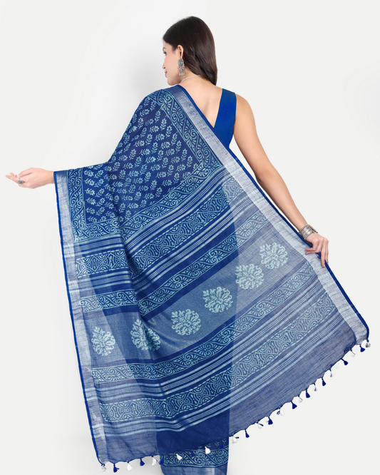 INDIGO BLUE BLOCK PRINT SAREE