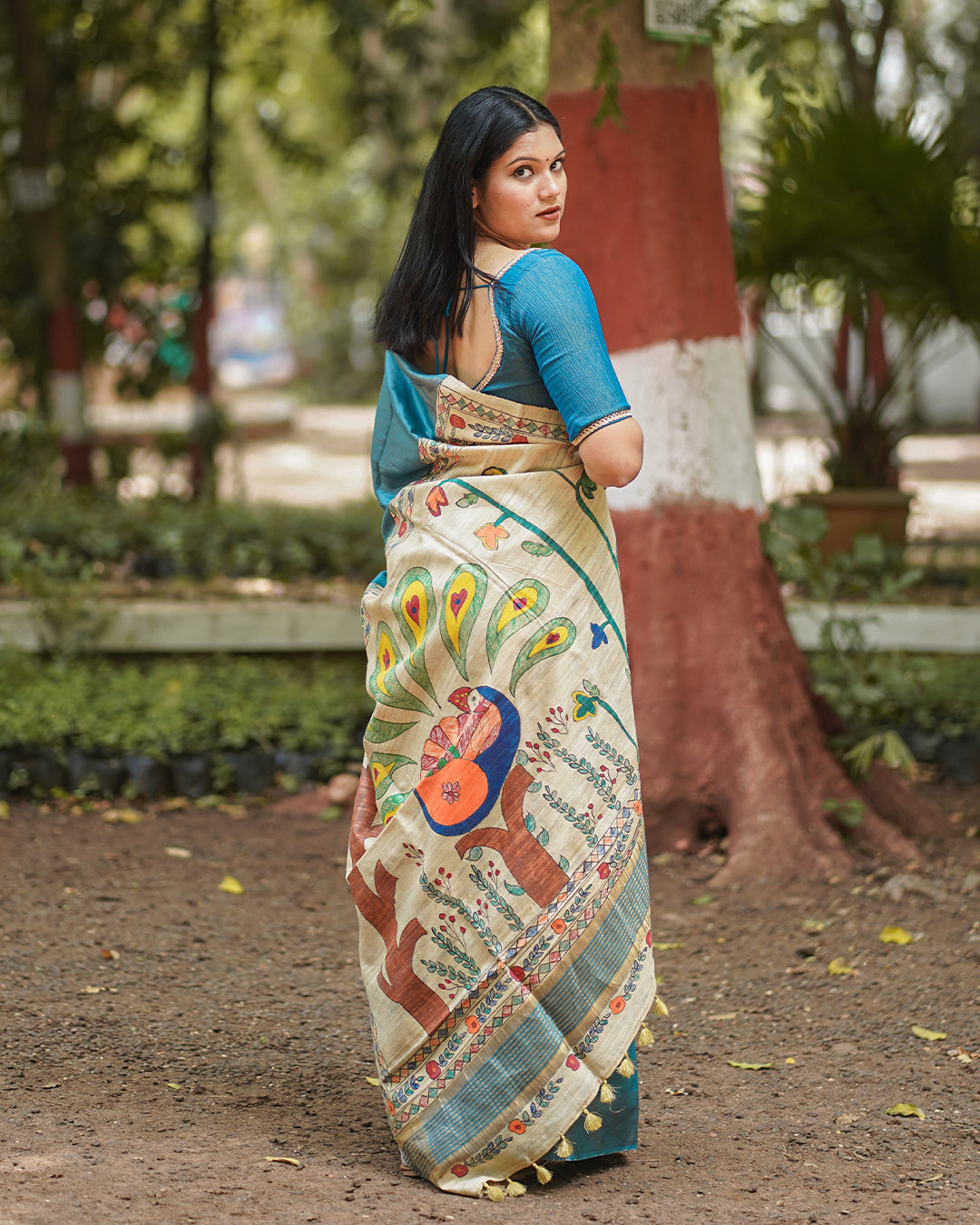 TEAL BLUE ERI SILK SAREE