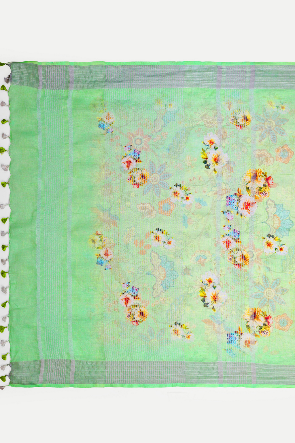 LIME GREEN LINEN SAREE