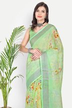 LIME GREEN LINEN SAREE