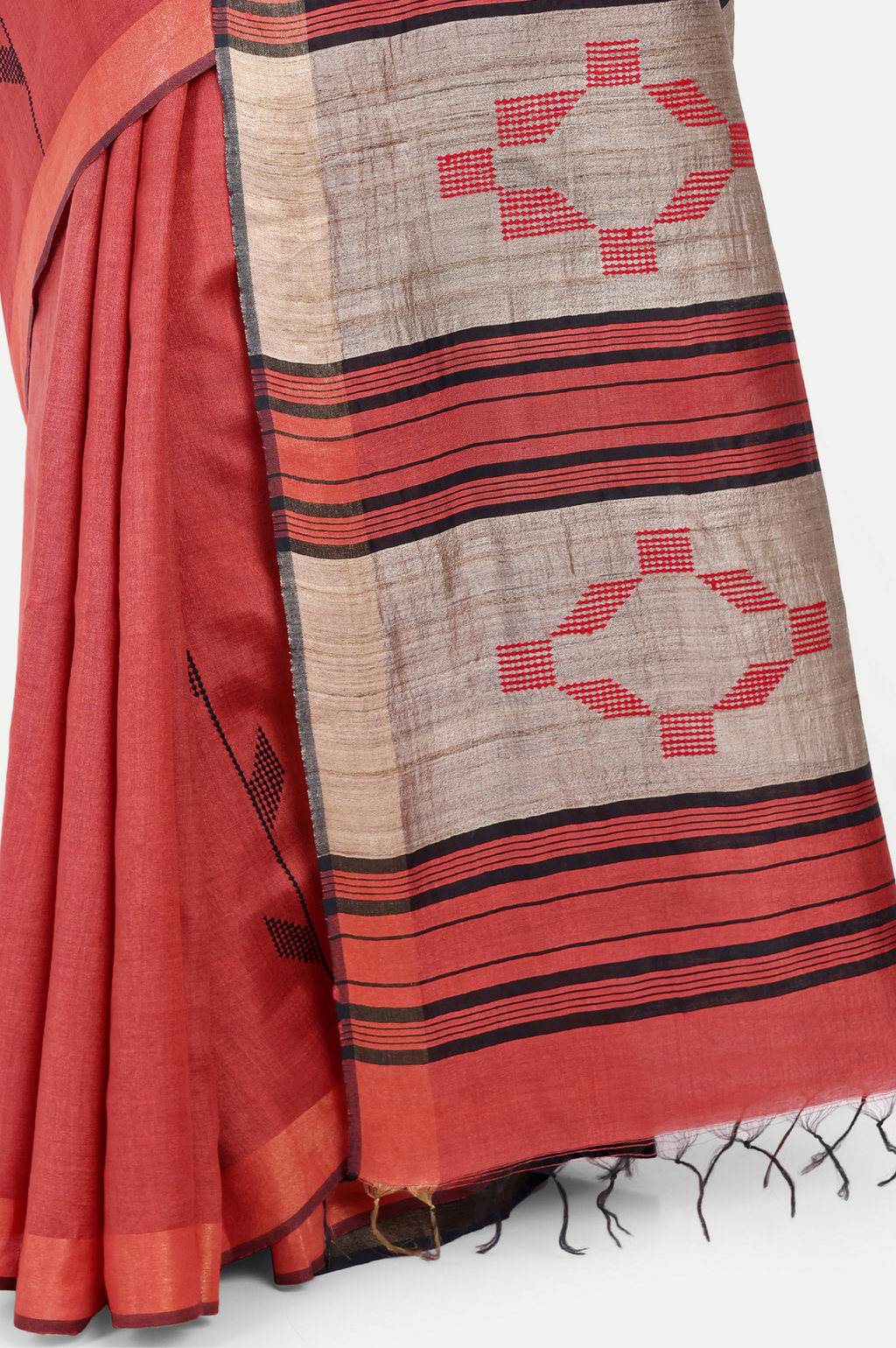 RUST RED ERI SILK SAREE