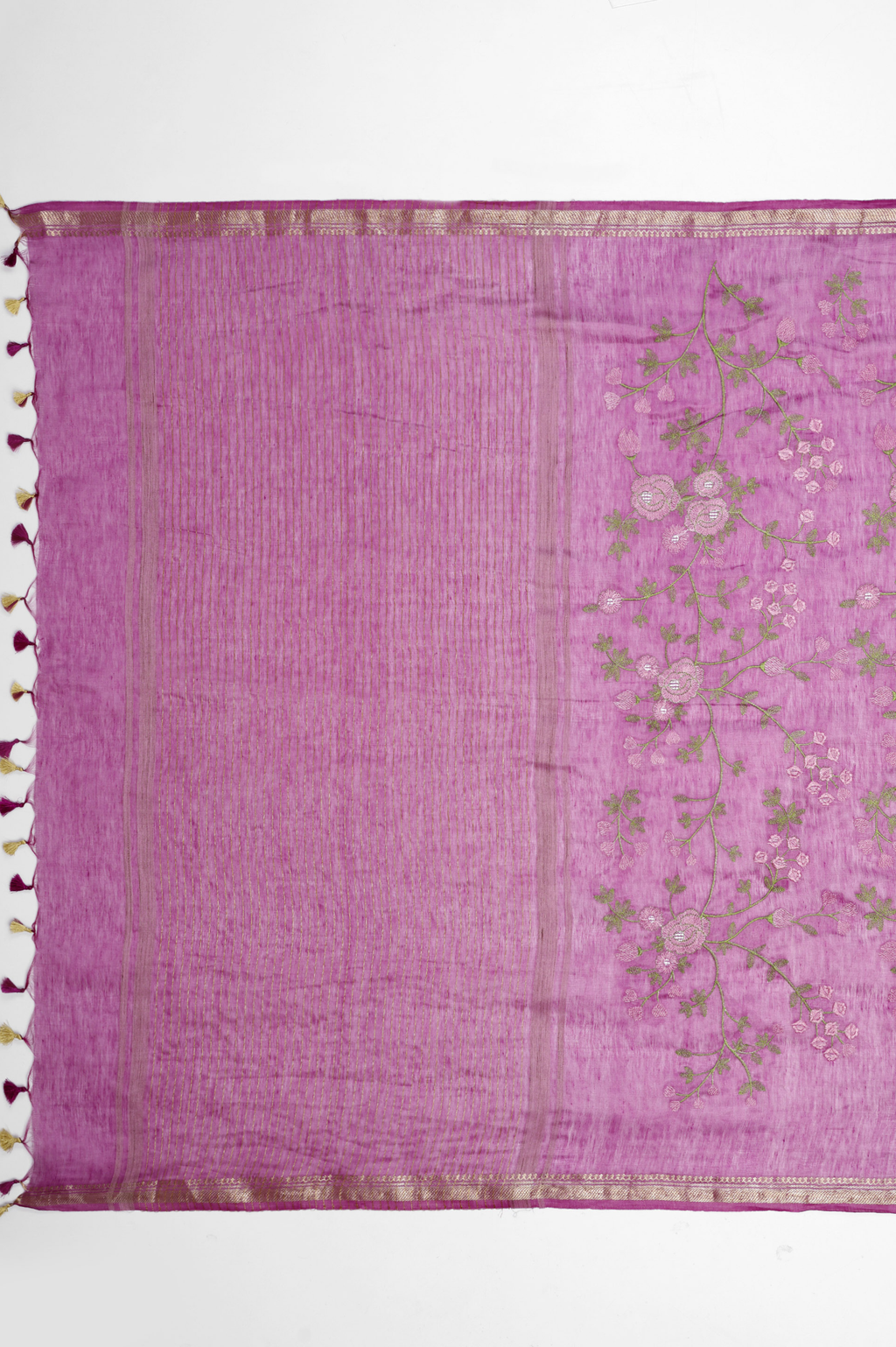 ORCHID PURPLE FLORAL LINEN SAREE