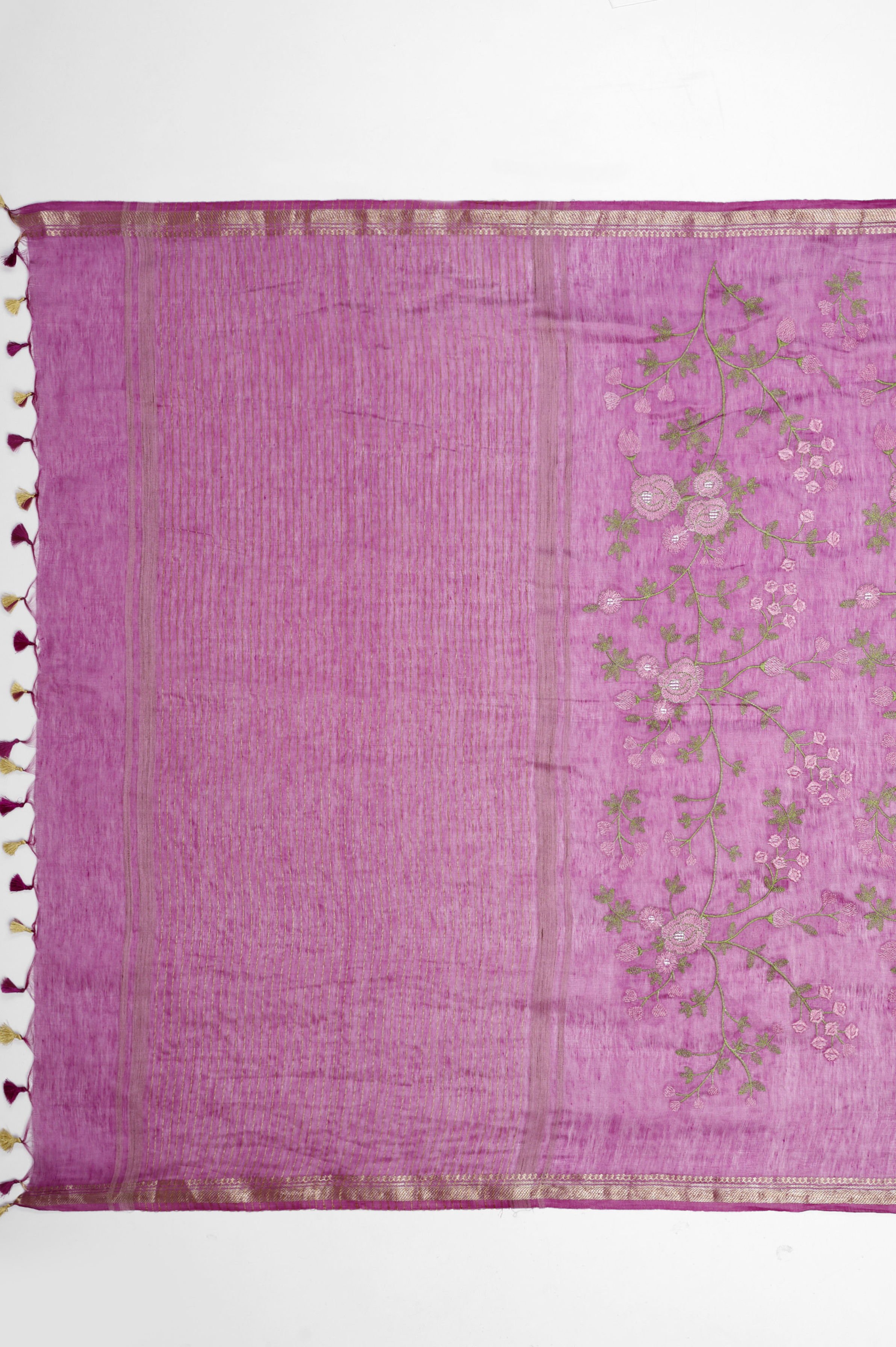 ORCHID PURPLE FLORAL LINEN SAREE