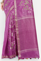 ORCHID PURPLE FLORAL LINEN SAREE