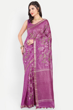 ORCHID PURPLE FLORAL LINEN SAREE