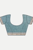 DUSTY TEAL TUSSAR LINEN SAREE