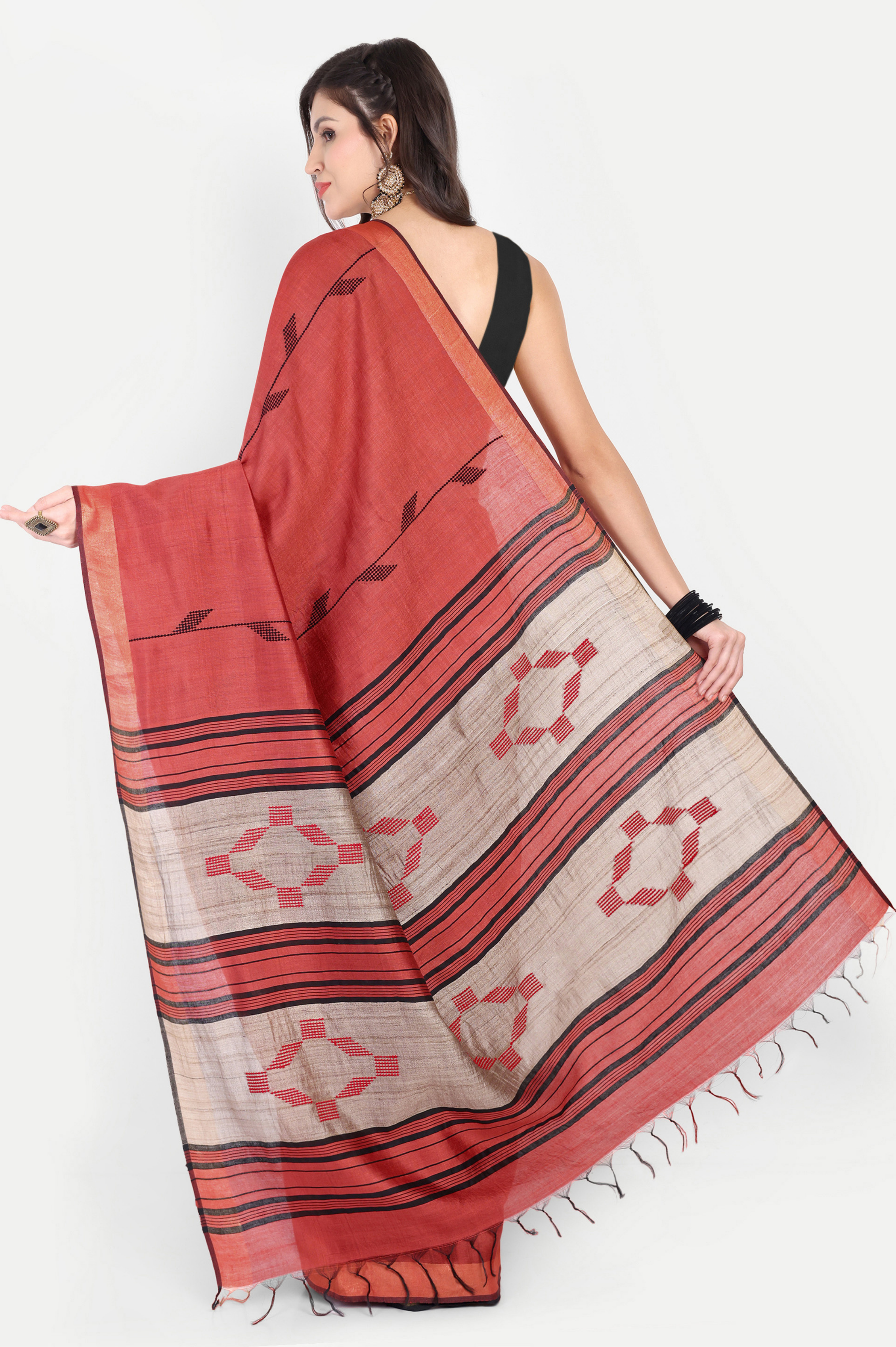 RUST RED ERI SILK SAREE