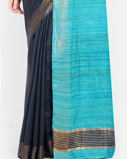 CHARCOAL BLUE SILK SAREE