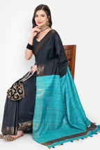 CHARCOAL BLUE SILK SAREE