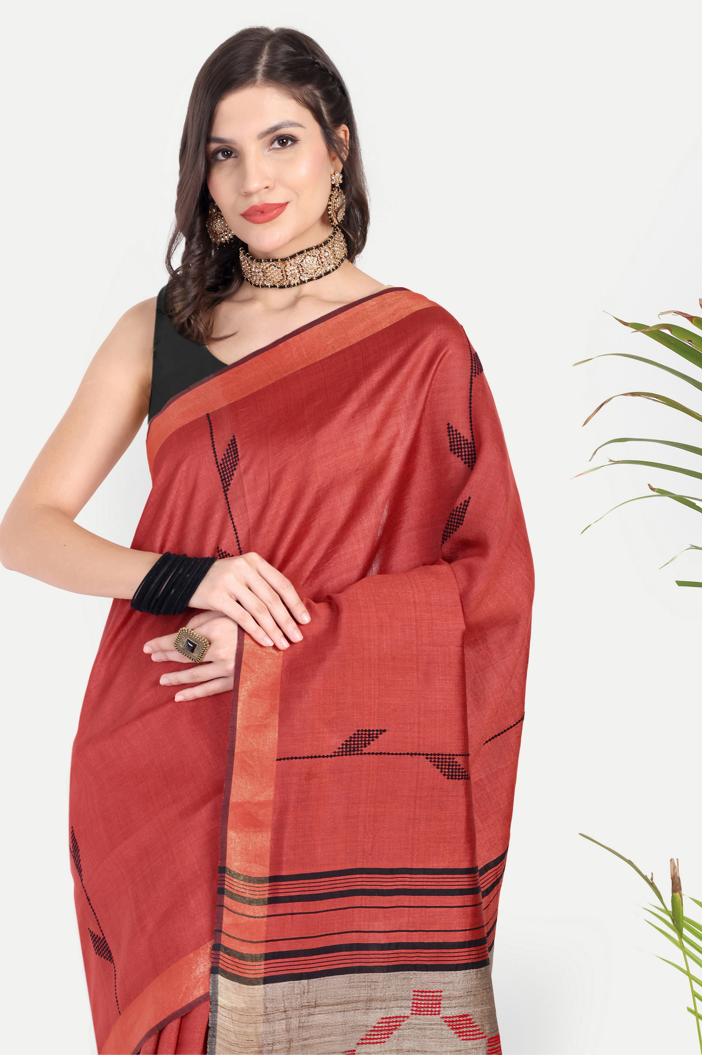 RUST RED ERI SILK SAREE