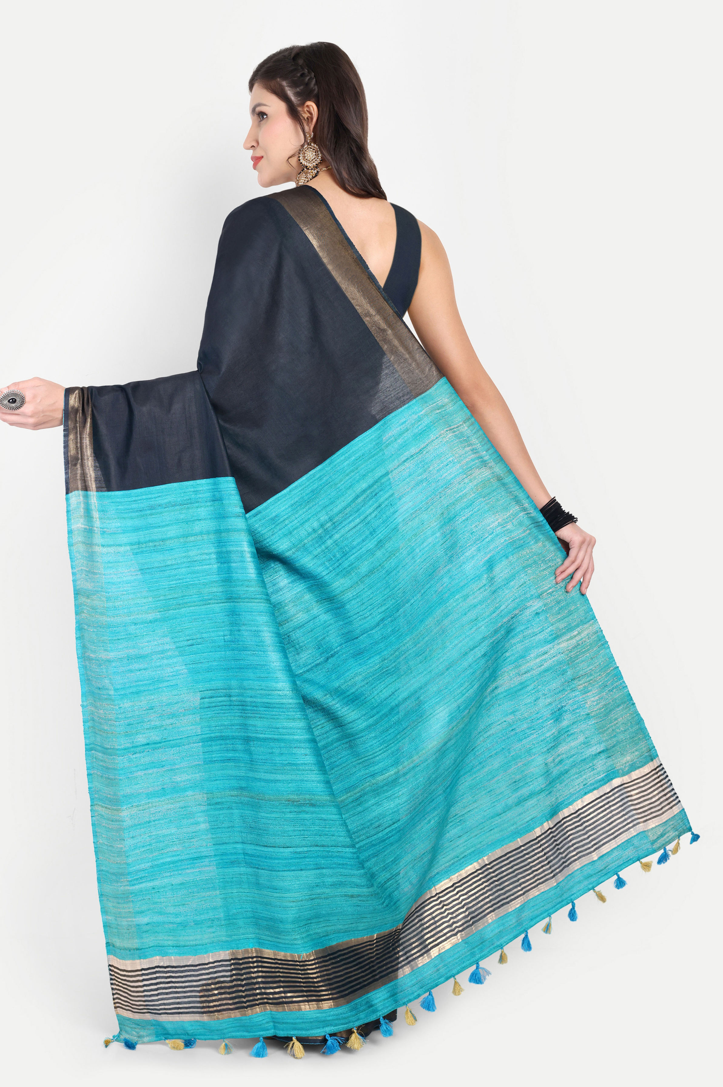 CHARCOAL BLUE SILK SAREE