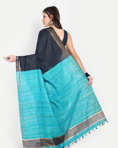 CHARCOAL BLUE SILK SAREE