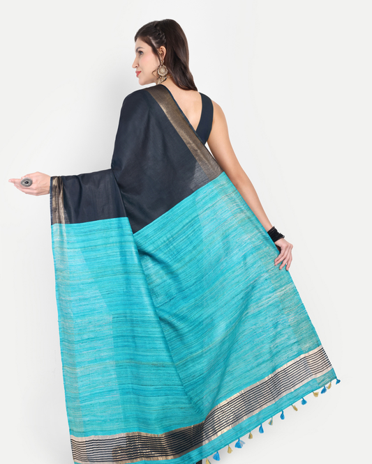CHARCOAL BLUE SILK SAREE