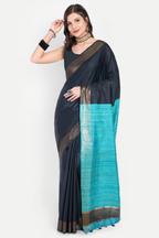 CHARCOAL BLUE SILK SAREE