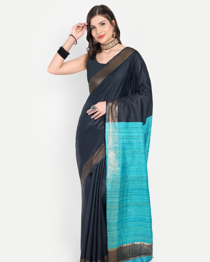 CHARCOAL BLUE SILK SAREE