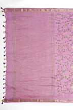 DUSTY PINK FLORAL LINEN SAREE