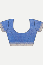 ROYAL BLUE FLORAL LINEN SAREE