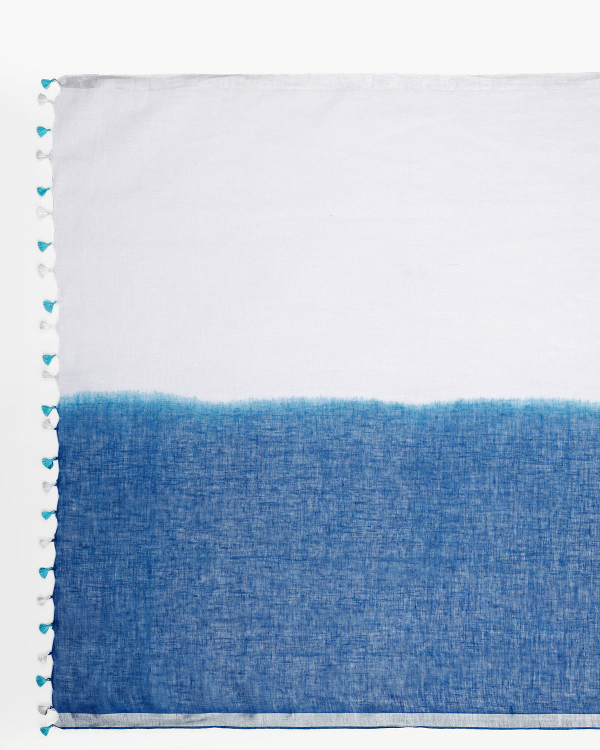 INDIGO WHITE LINEN SAREE