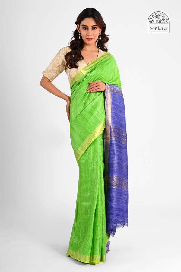 "Neel Tara" Ghicha Silk Saree with Dual-Tone Zari Pallu