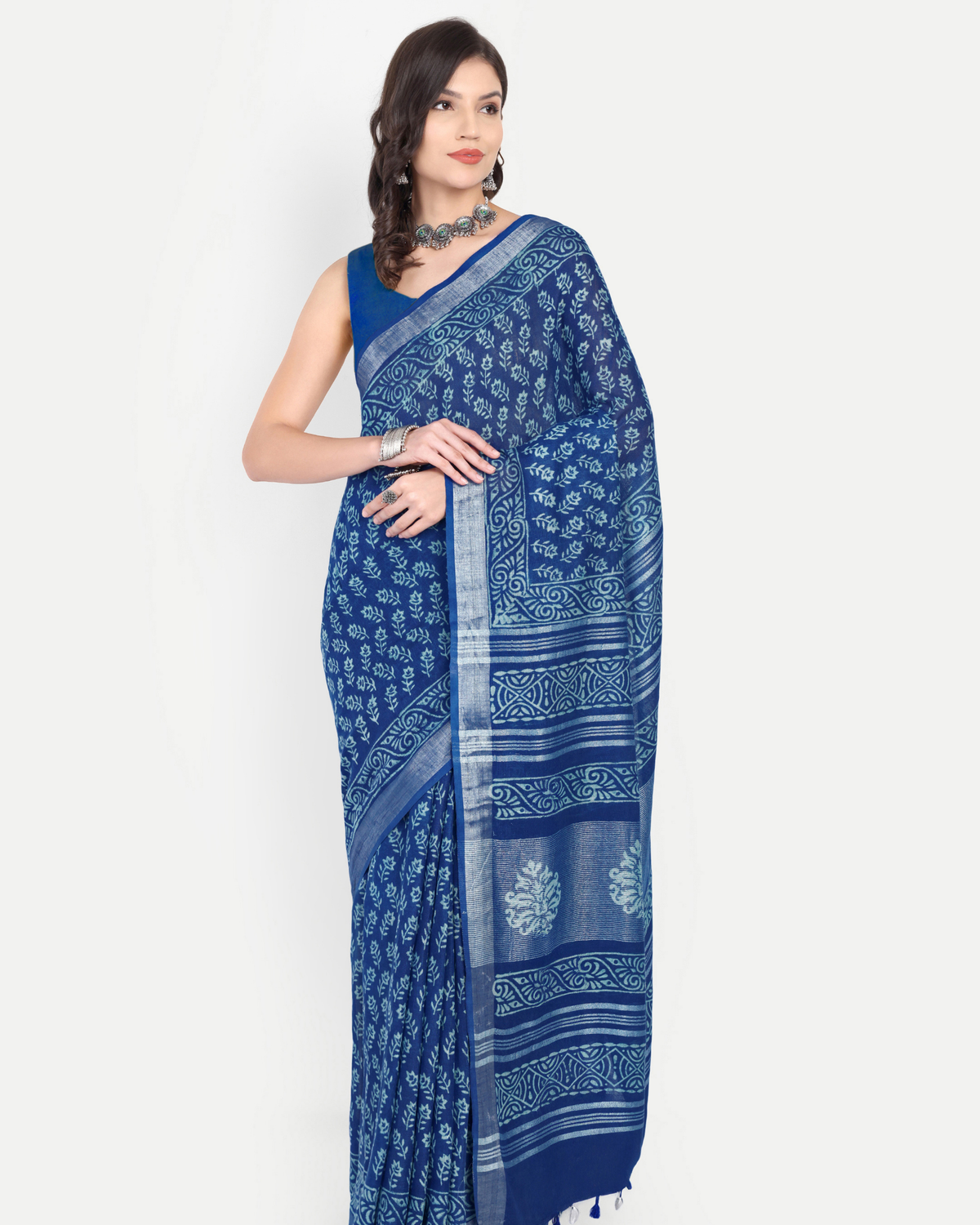 INDIGO BLUE BLOCK PRINT SAREE