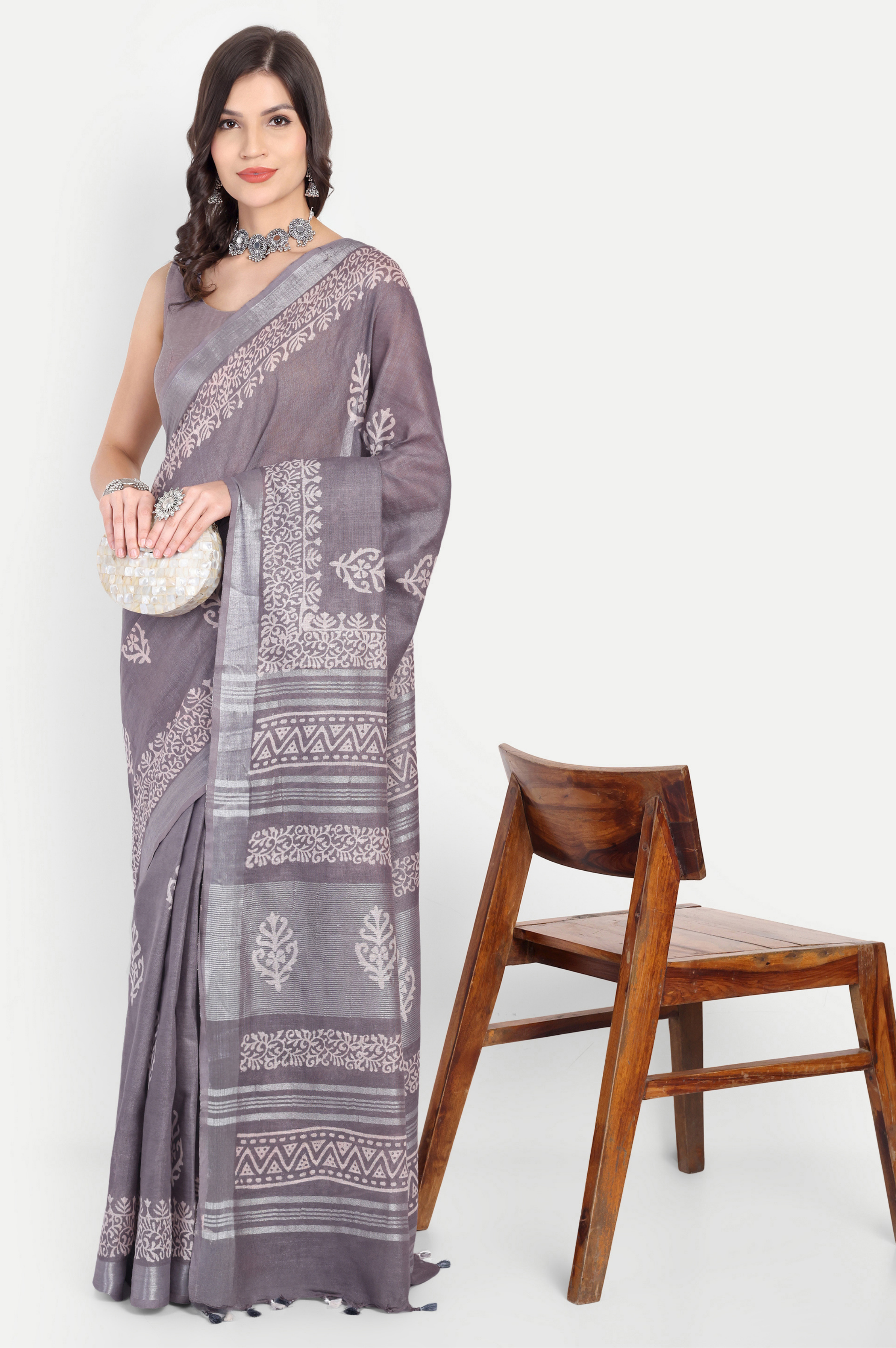 MUDRA KALA GREY COTTON SAREE