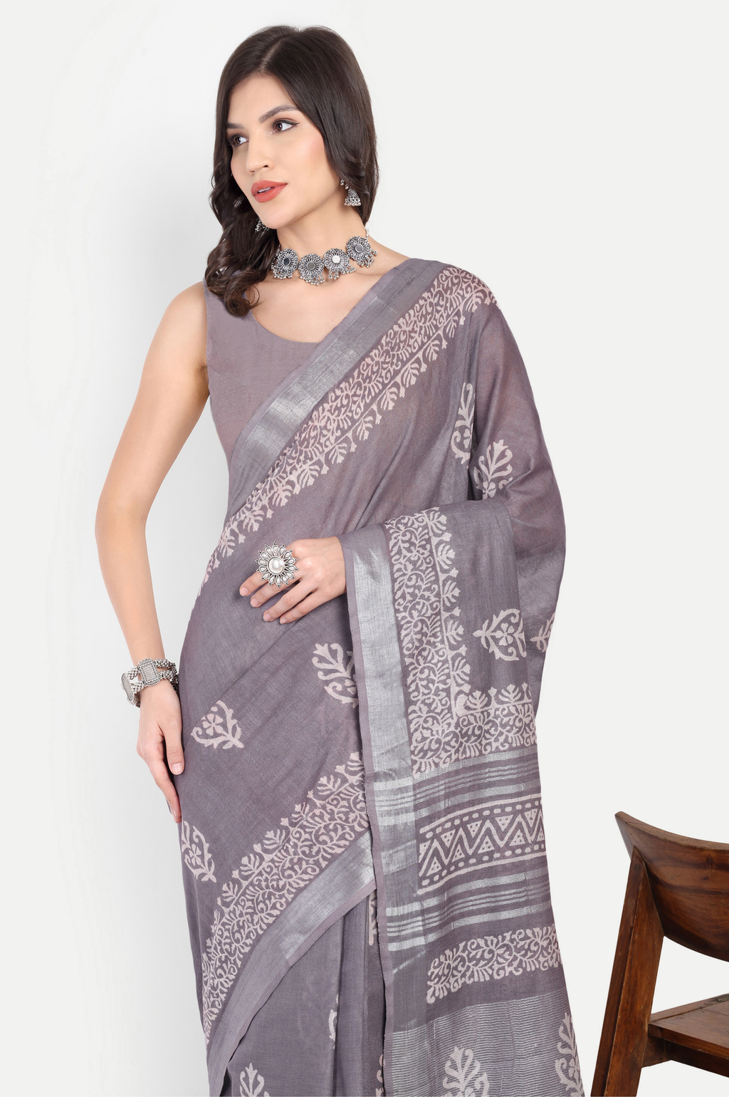 MUDRA KALA GREY COTTON SAREE