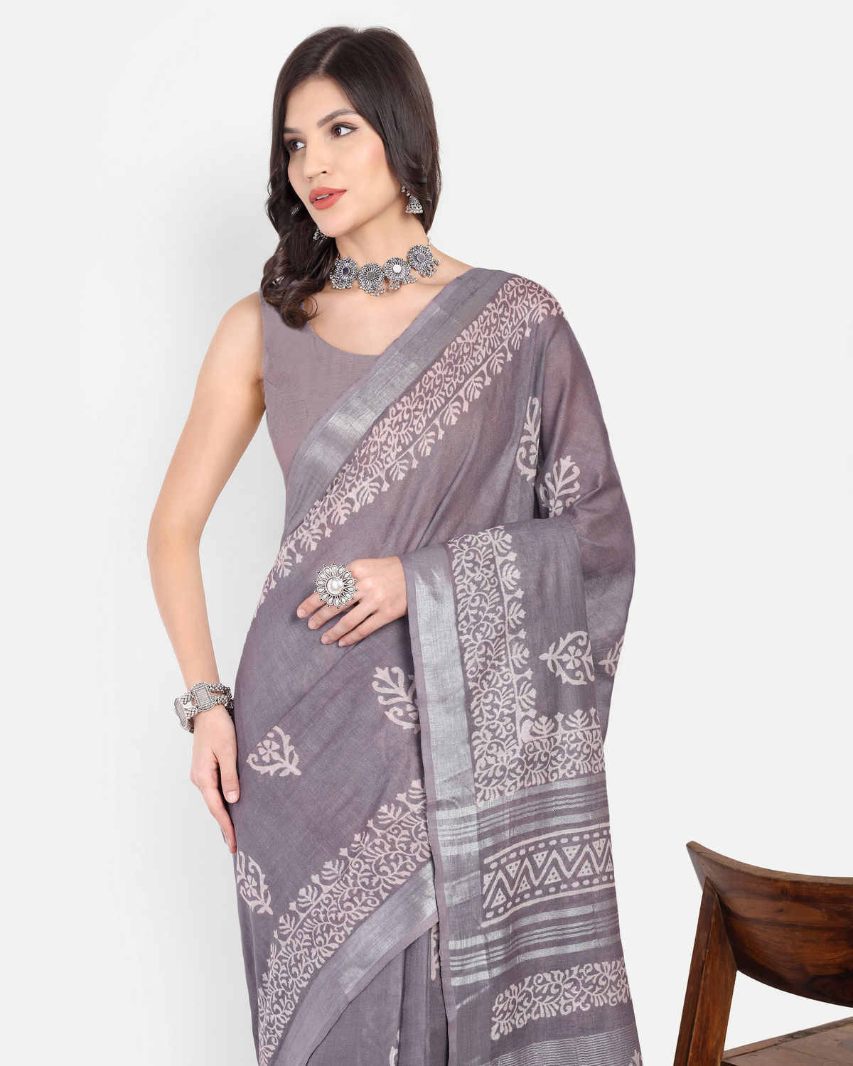 MUDRA KALA GREY COTTON SAREE