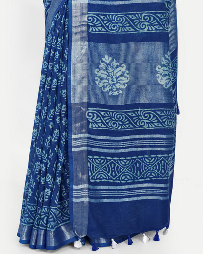 INDIGO BLUE BLOCK PRINT SAREE