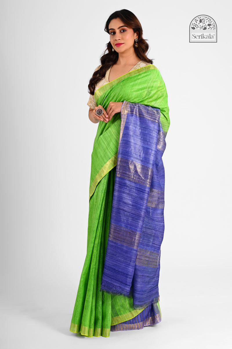 "Neel Tara" Ghicha Silk Saree with Dual-Tone Zari Pallu