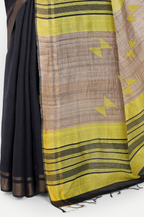 BLACK LIME ERI SILK SAREE