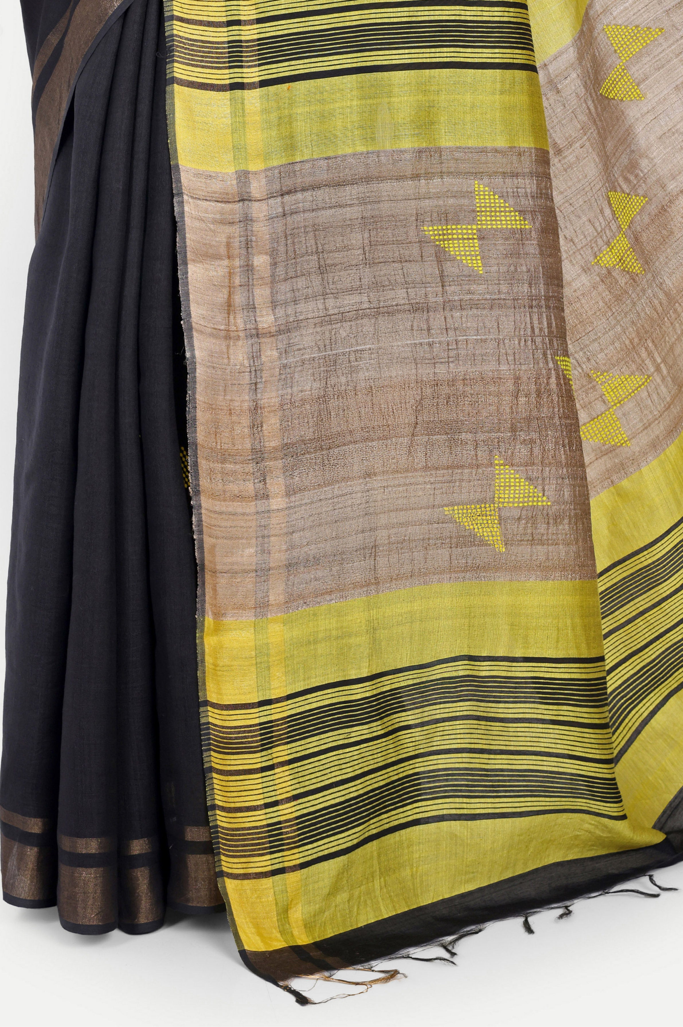 BLACK LIME ERI SILK SAREE