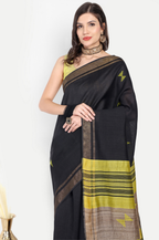 BLACK LIME ERI SILK SAREE