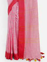 Classic Pink & Red Cotton Saree
