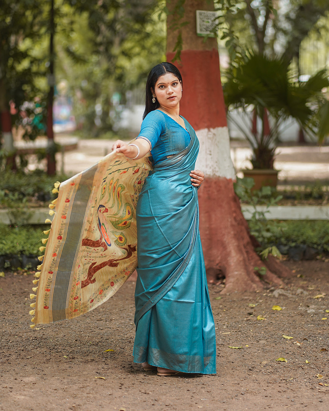 TEAL BLUE ERI SILK SAREE