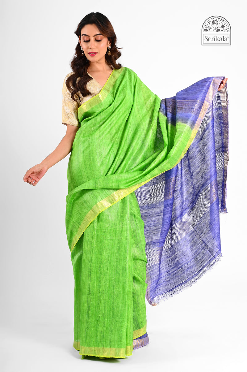 "Neel Tara" Ghicha Silk Saree with Dual-Tone Zari Pallu