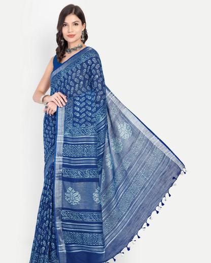INDIGO BLUE BLOCK PRINT SAREE