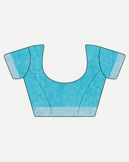 TURQUOISE BLUE LINEN SAREE
