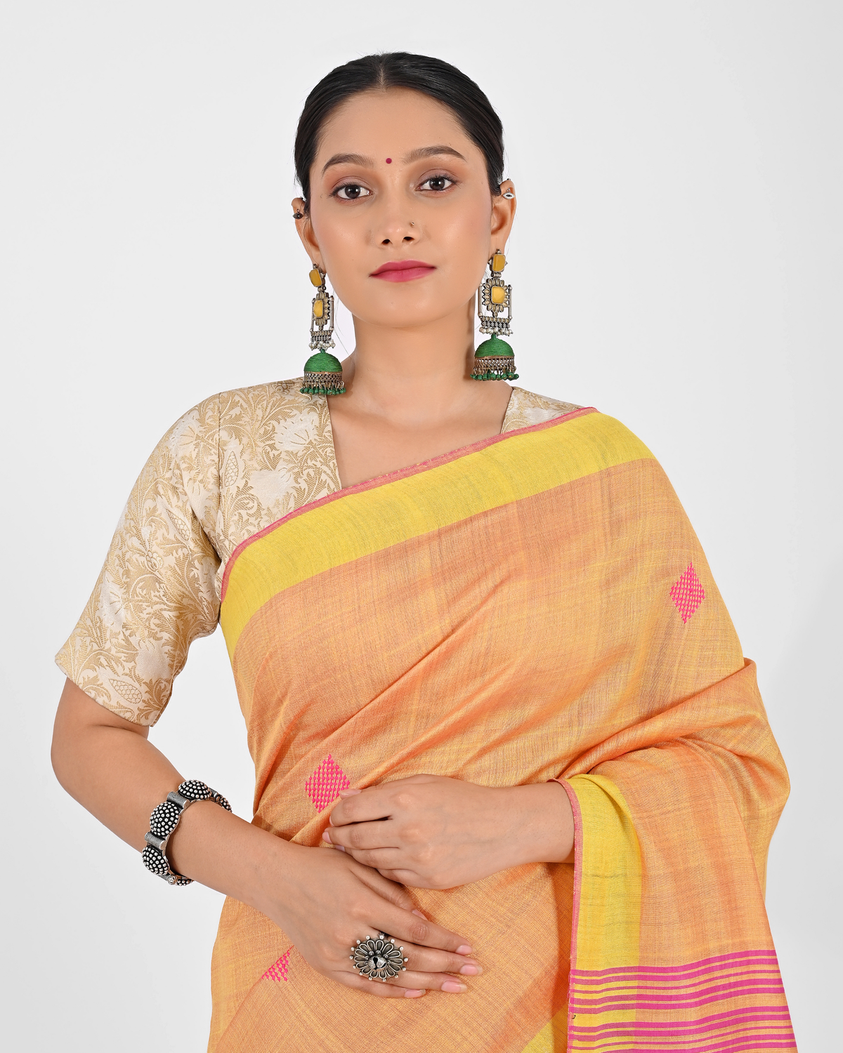 PEACH PINK ERI SILK SAREE