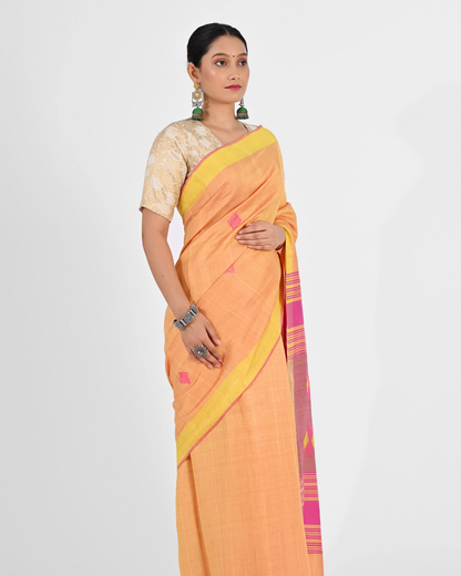 PEACH PINK ERI SILK SAREE