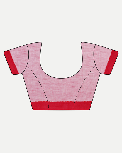 PINK & RED COTTON SLUB SAREE