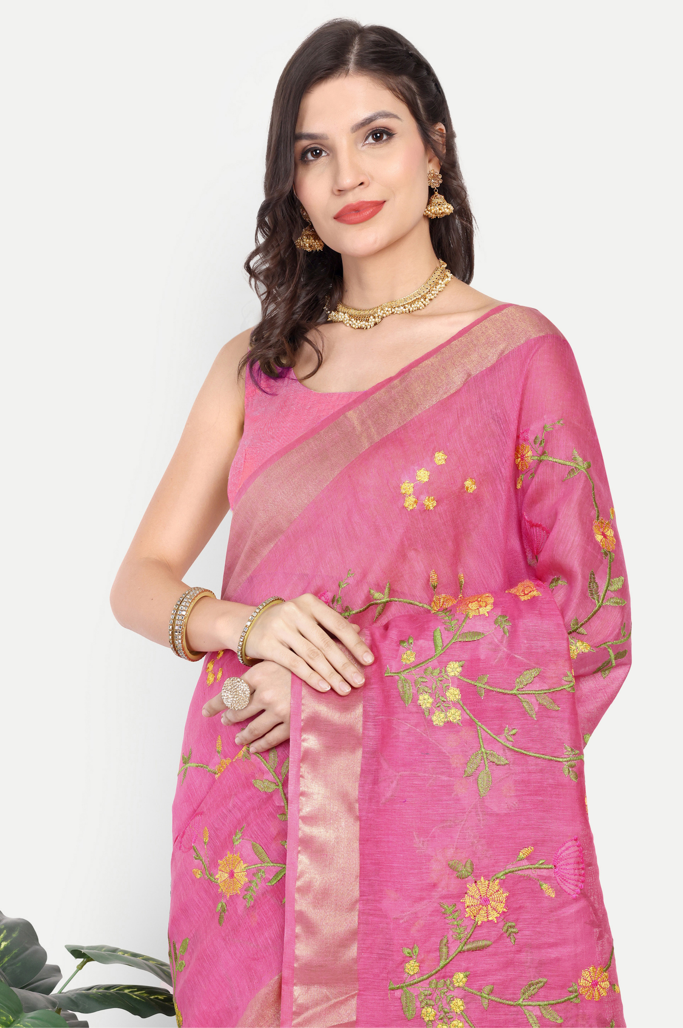 RANI PINK KOTA LINEN SAREE