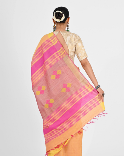 PEACH PINK ERI SILK SAREE