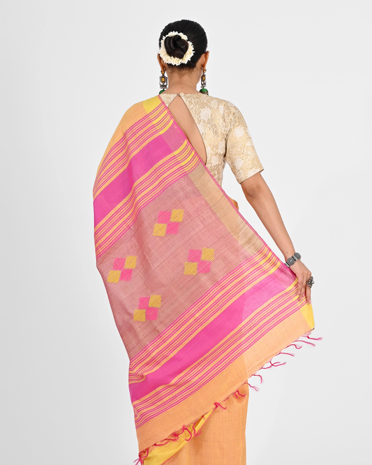 PEACH PINK ERI SILK SAREE