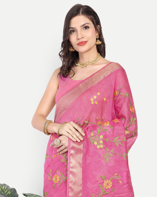 RANI PINK KOTA LINEN SAREE