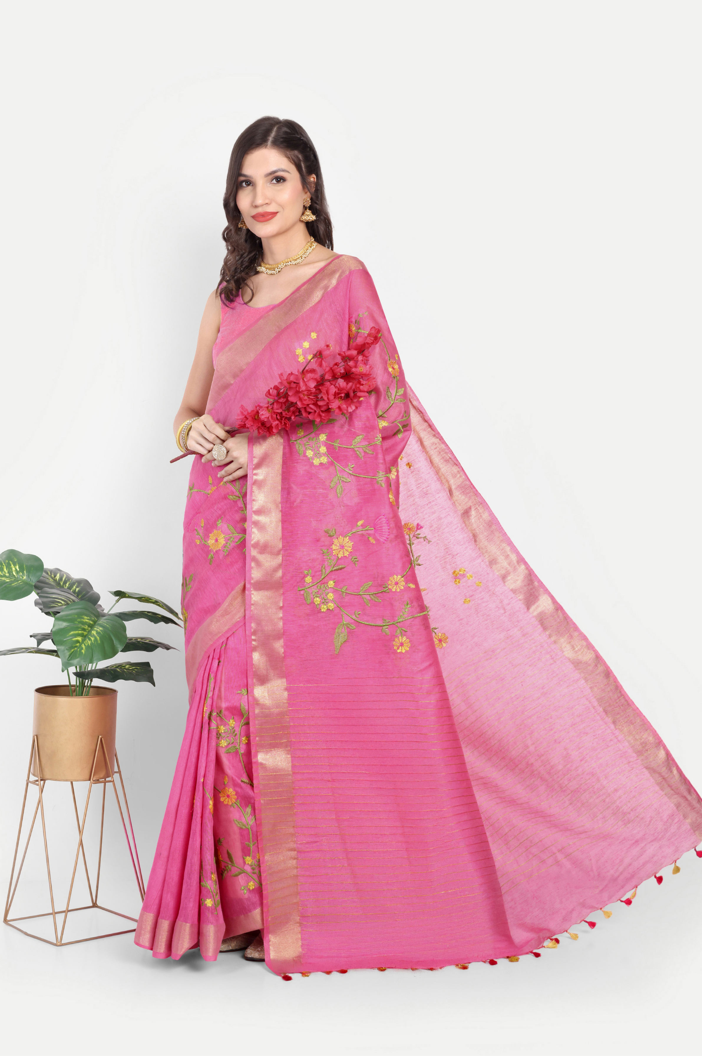 RANI PINK KOTA LINEN SAREE