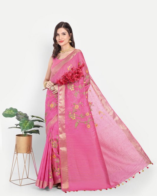 RANI PINK KOTA LINEN SAREE