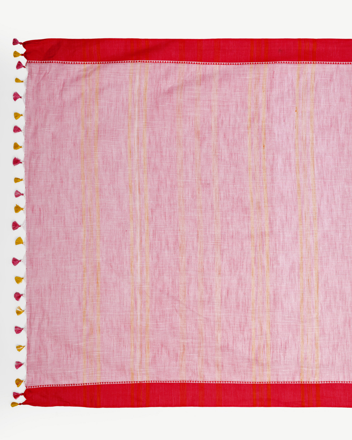 PINK & RED COTTON SLUB SAREE
